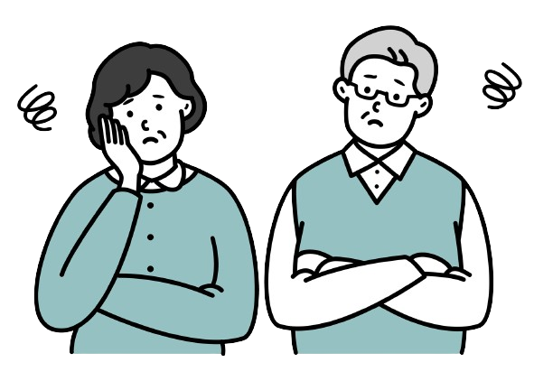 悩んでいる老夫婦